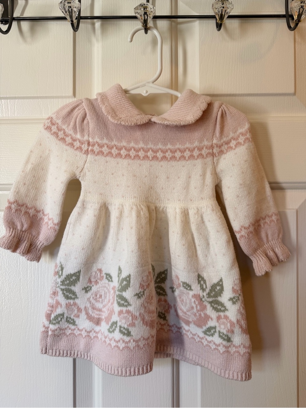 cupcakes & cashmere Pink and Cream Floral Knit Baby Dress